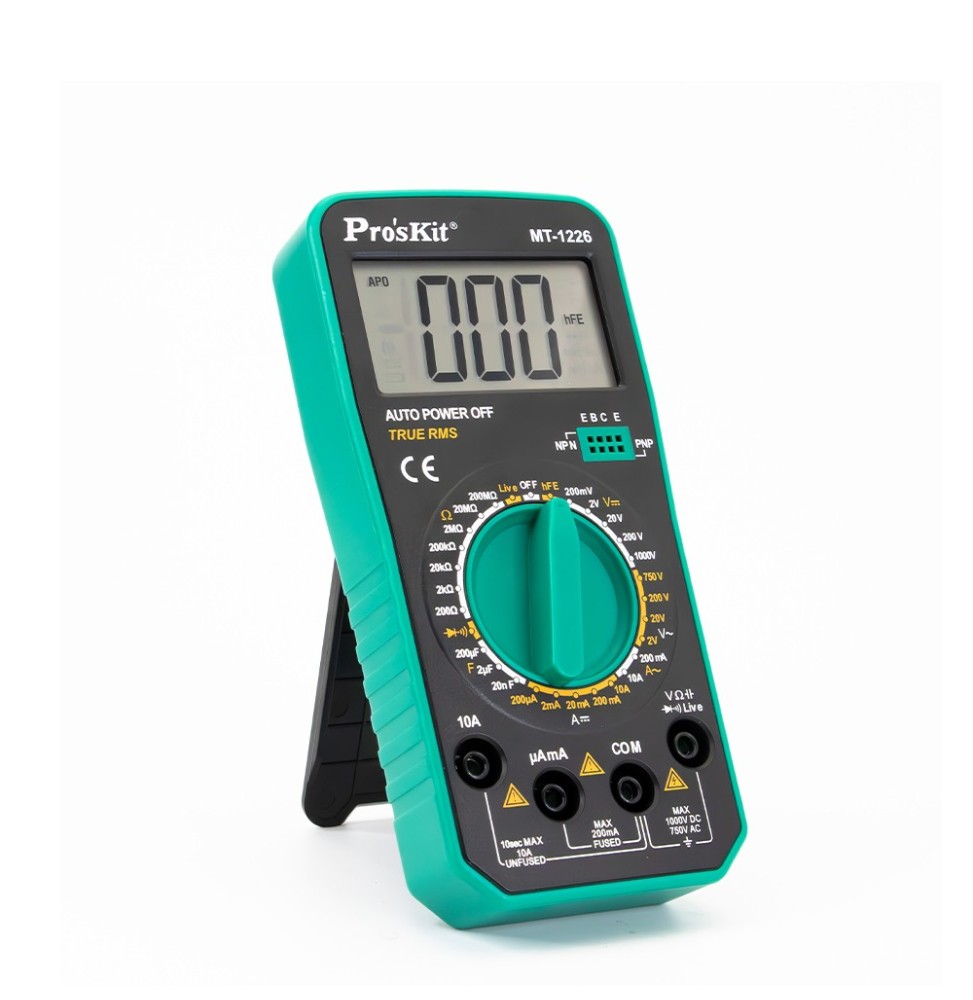Multimetro Digitale Pro'sKit MT-1226 con Test hFE e Live Wire