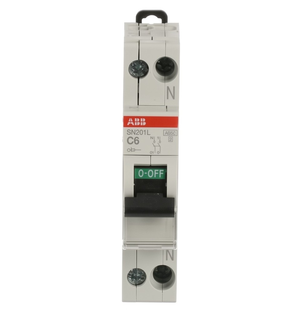 Interruttore Automatico Magnetotermico 1 Polo+N 6A 4,5kA ABB SN201LC6