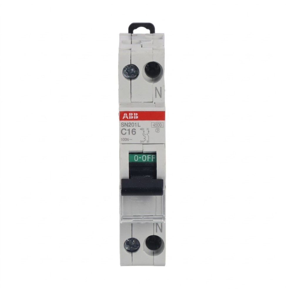 Interruttore Automatico Magnetotermico 1 Polo+N 16A 4,5kA ABB SN201LC16