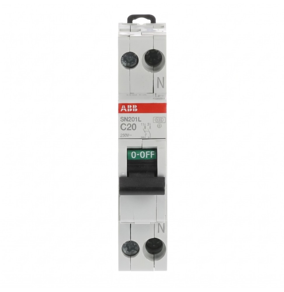 Interruttore Automatico Magnetotermico 1 Polo+N 20A 4,5kA ABB SN201LC20