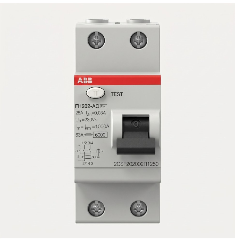 Interruttore differenziale Puro Classe AC  25A 30mA 2 Poli ABB FH20225