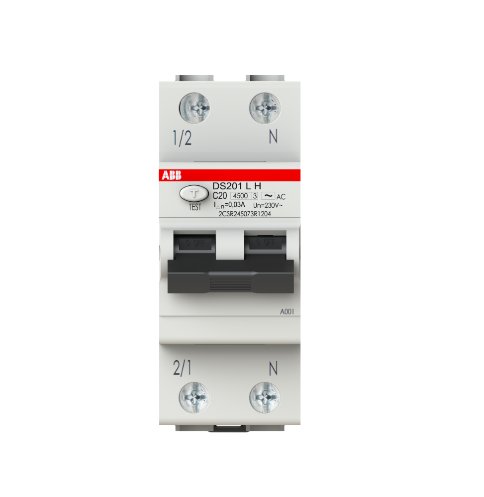 Interruttore differenziale magnetotermico 20A 30mA Classe AC  4,5kA 1 Polo + N ABB DS201LHC20AC30