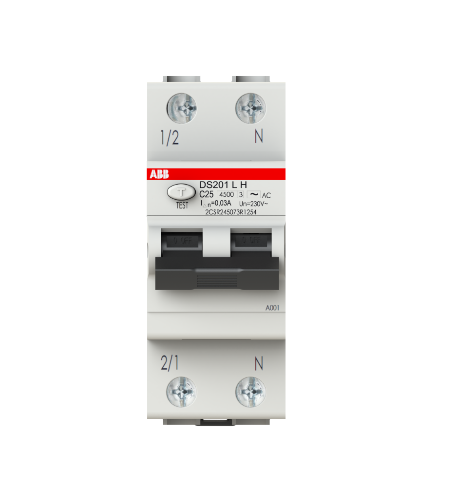 Interruttore differenziale magnetotermico 25A 30mA Classe AC  4,5kA 1 Polo + N ABB DS201LHC25AC30