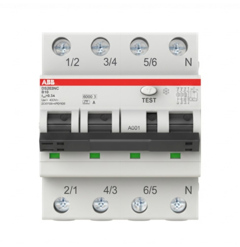 Differenziale Magnetotermico 32A 30mA Classe AC  6kA 3 Poli+N ABB DS3NC32AC30