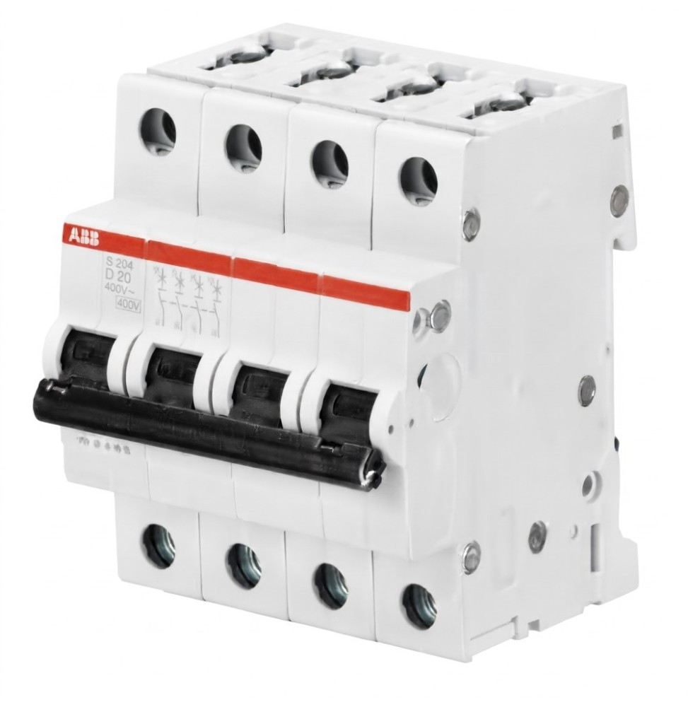 Interruttore Magnetotermico S204-D20 4 Poli 20A 6kACurva D ABB S531238