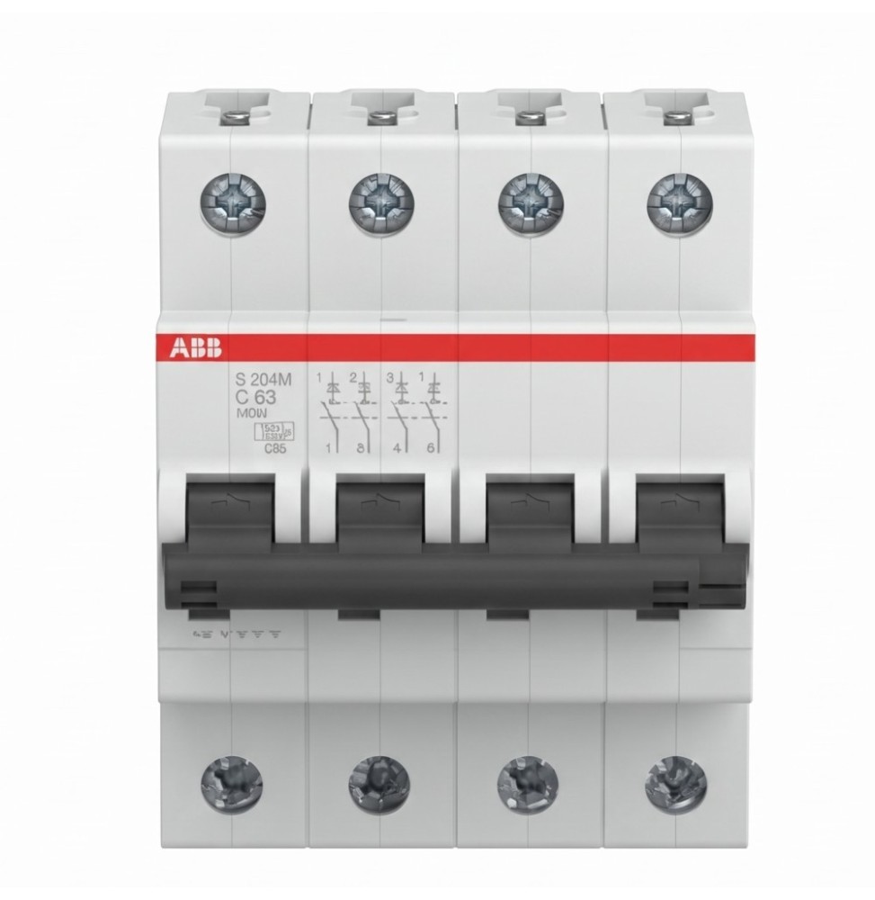 Interruttore Magnetotermico S204M-C63 4 Poli 63A 10kA Curva C  ABB S544047