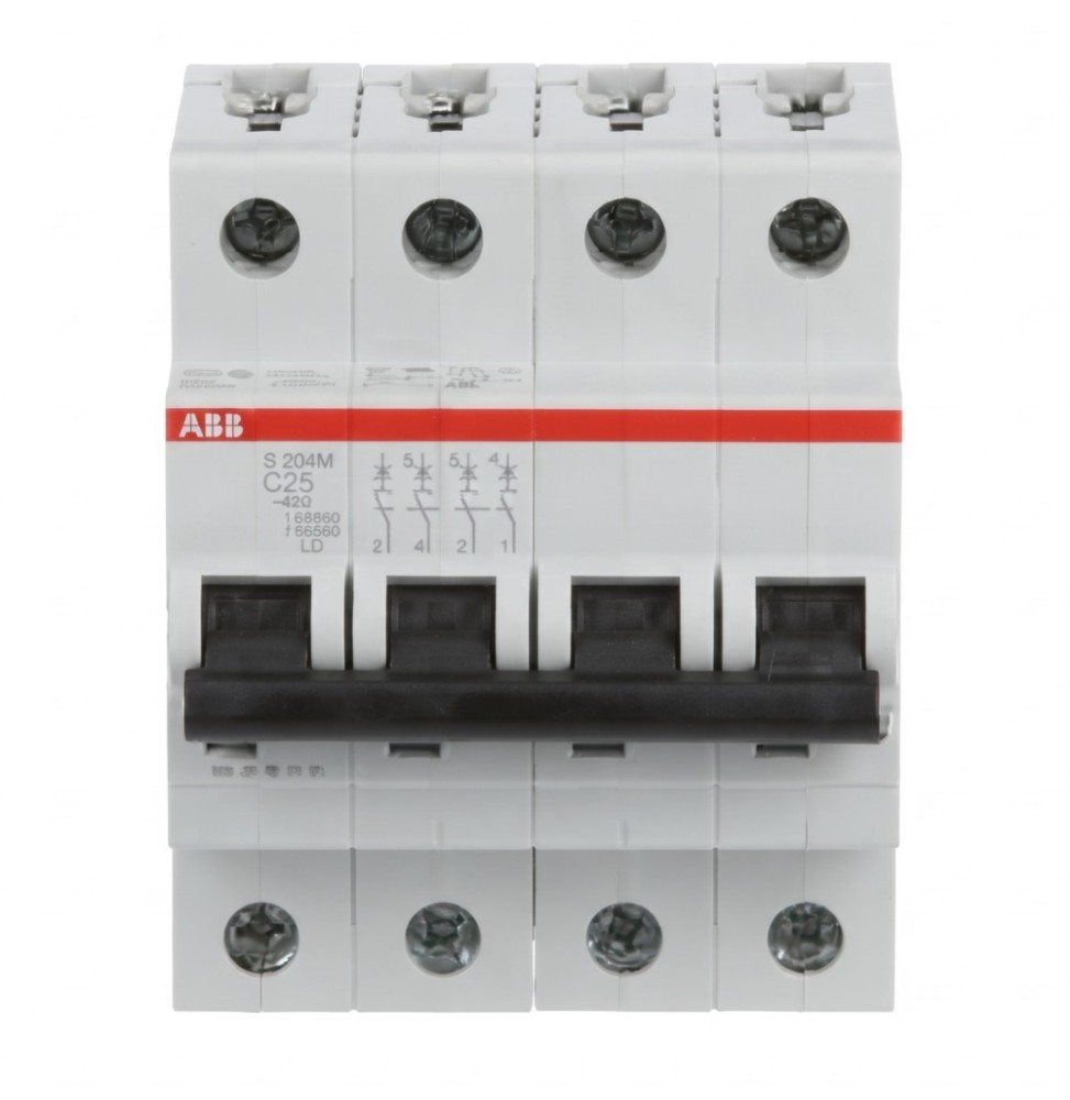 Interruttore Magnetotermico S204M-C25 4 Poli 25A 10kA Curva C  ABB S550772