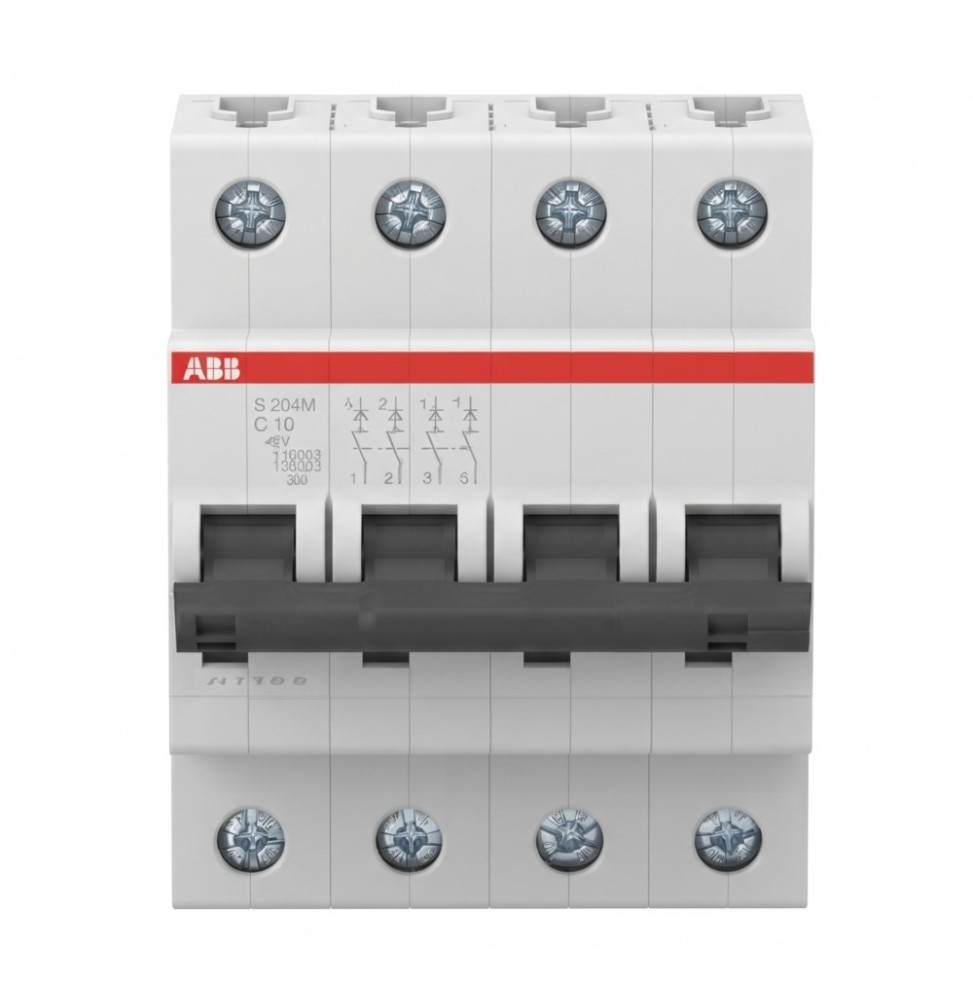 Interruttore Magnetotermico S204M-C10 4 Poli 10A 10kA Curva C  ABB S550734