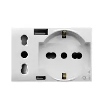 Presa Composita Schuko Bipasso e 2 Ingressi USB Ave Domus 44109015USB