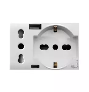 Presa Composita Schuko Bipasso e 2 Ingressi USB Ave Domus 44109015USB