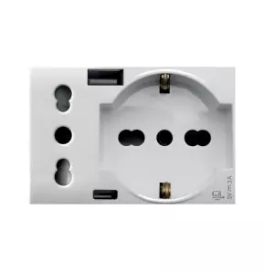Presa Composita Schuko Bipasso e 2 Ingressi USB Ave Whitek 44609015USB