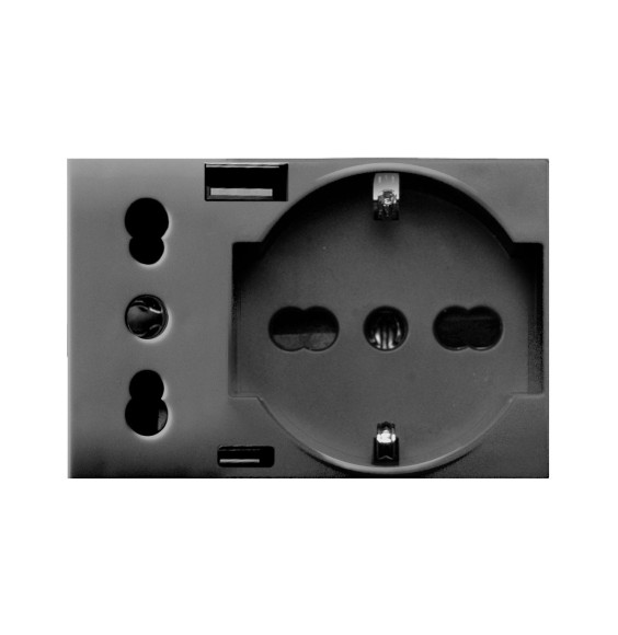 Presa Composita Schuko Bipasso e 2 Ingressi USB Ave Tekla 44509015USB