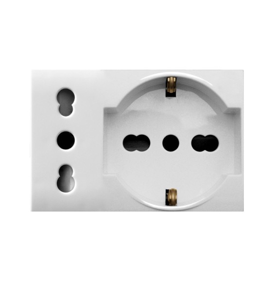 Presa composta da una Trivalente Schuko e una Bipasso Ave Domus 44109015MB
