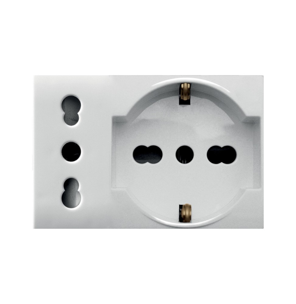 Presa composta da una Trivalente Schuko e una Bipasso Ave Whitek 44609015MB