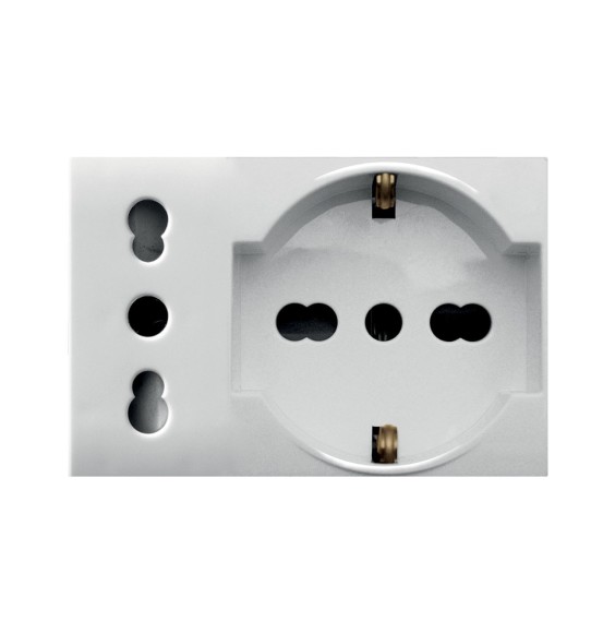 Presa composta da una Trivalente Schuko e una Bipasso Ave Whitek 44609015MB