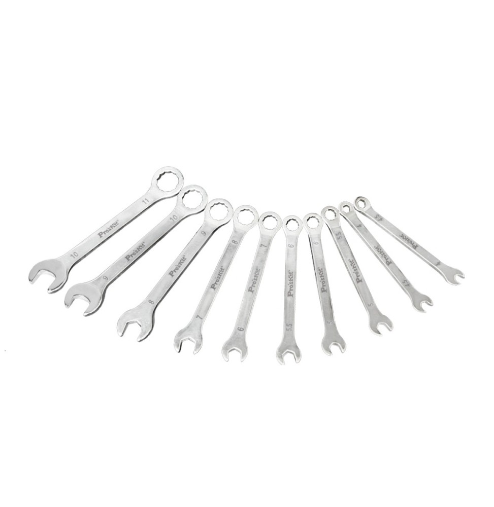 Kit 10 Chiavi a Forchetta e Anello Combinate 4-11mm Pro'sKit HW-609B