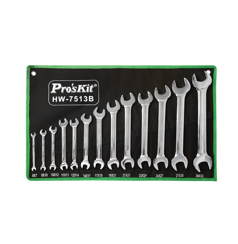 Set completo 13 Chiavi inglesi Doppie Pro'sKit HW-7513B