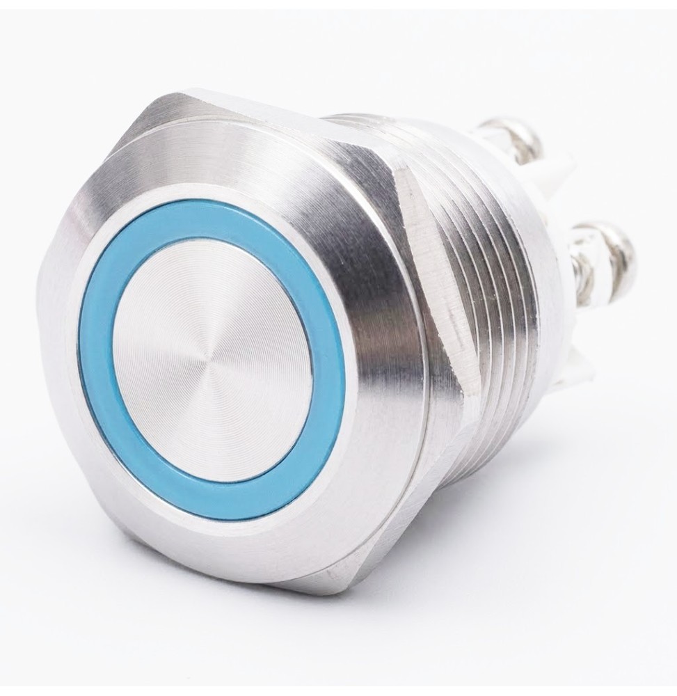 Pulsante antivandalo 19MM luminoso Blu 24V IP65 GBC Konelko