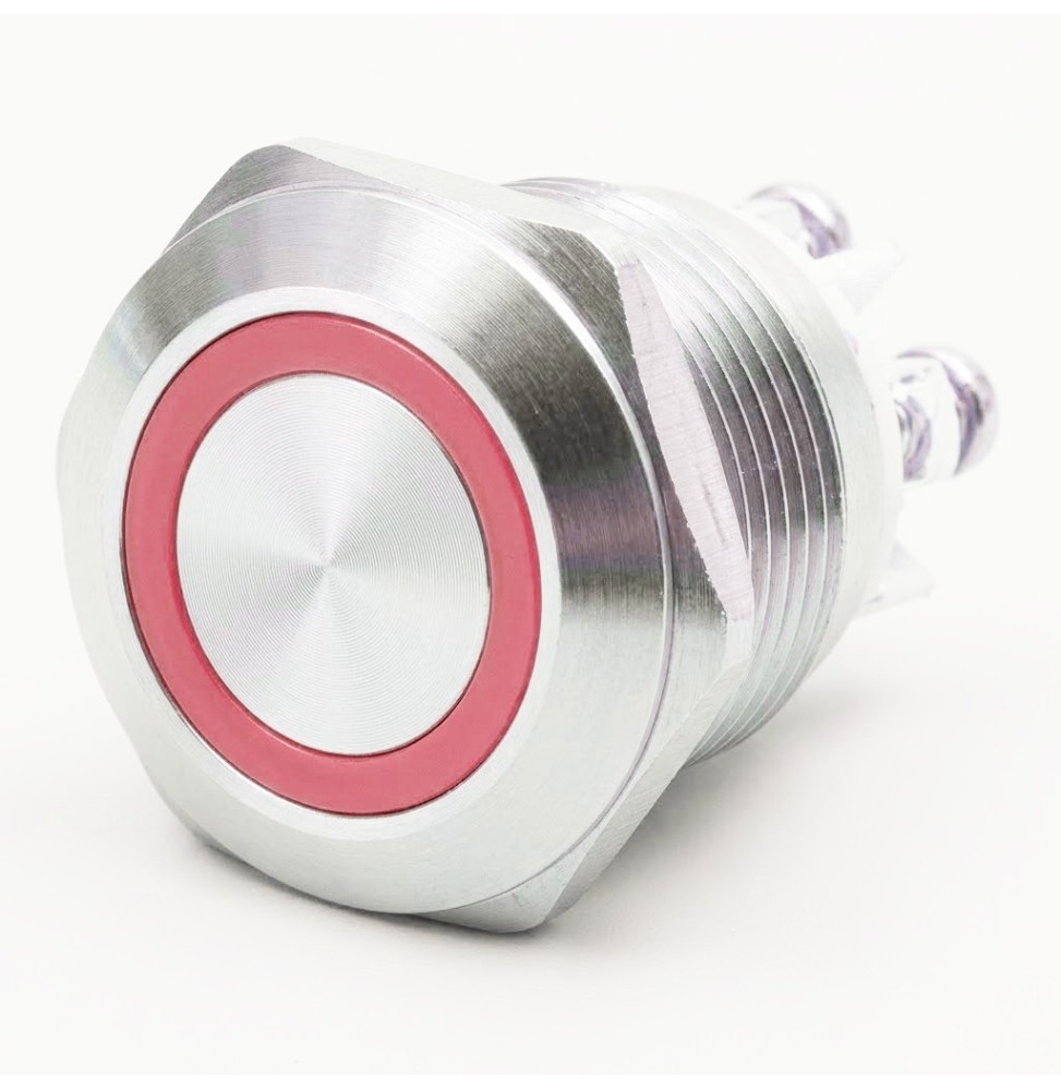 Pulsante antivandalo 19MM luminoso Rosso 24V IP65 GBC Konelco