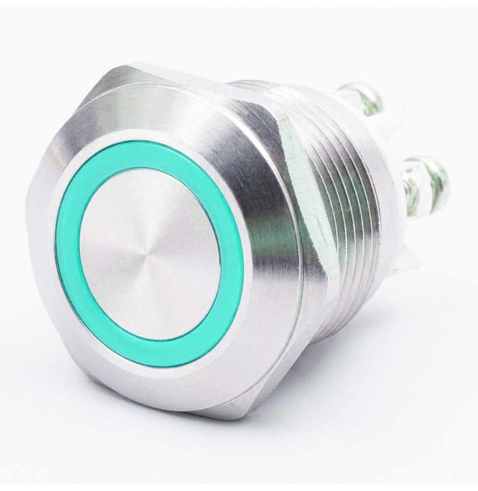Pulsante antivandalo 19MM luminoso Verde 24V IP65 GBC Konelco