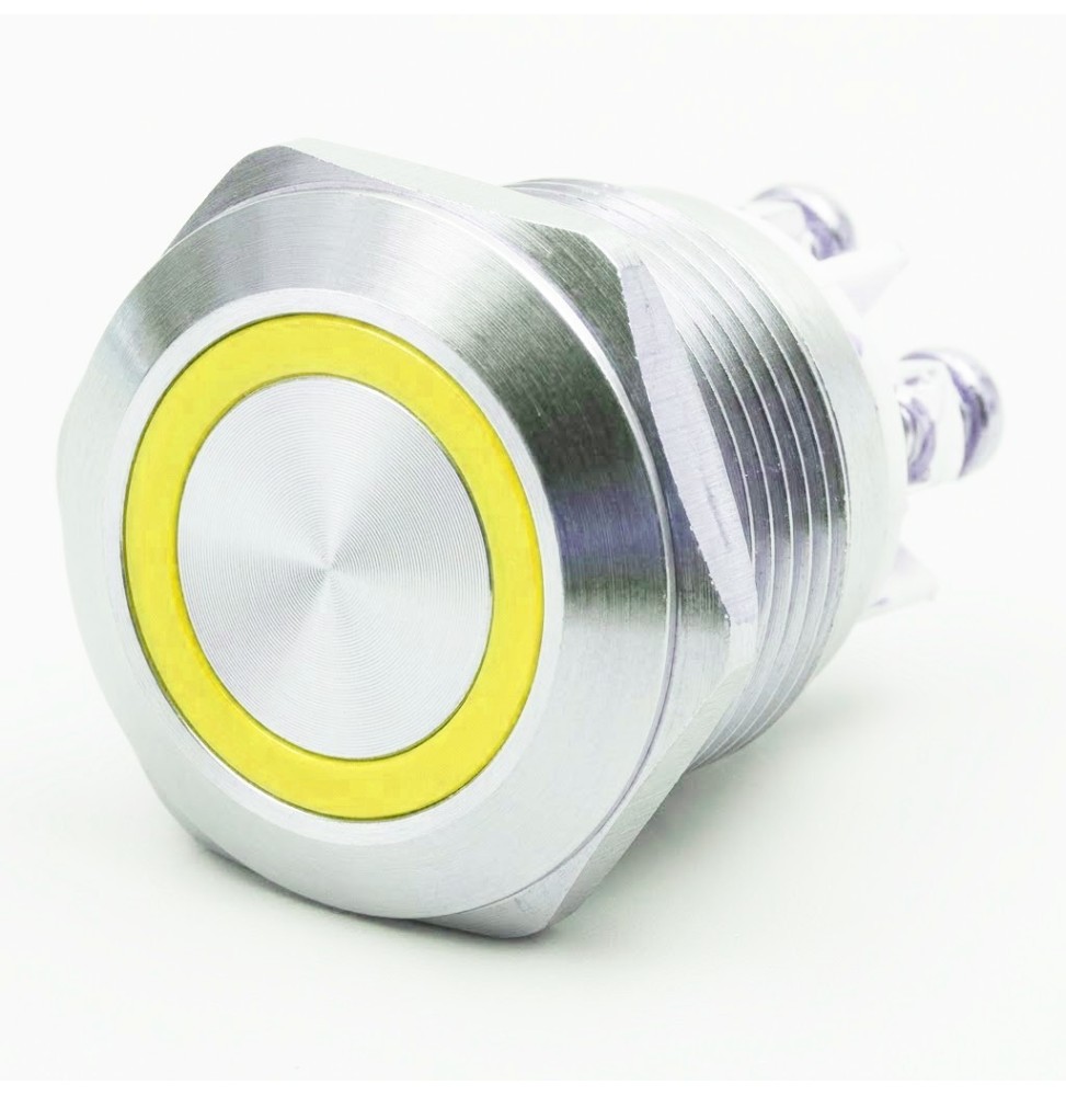 Pulsante antivandalo 19MM luminoso Giallo 24V IP65 GBC Konelko