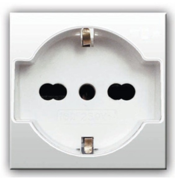 Presa Schuko Trivalente 16A 2 moduli Ave Domus 44109015TS
