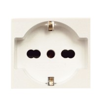 Presa Schuko Trivalente 16A 2 moduli Ave Blanc 45990/15TS