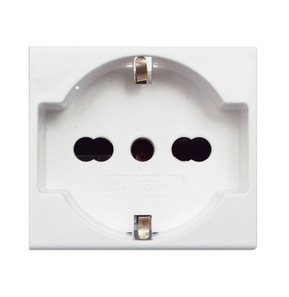 Presa Schuko Trivalente 16A 2 moduli Ave Banquise 45B90/15TS