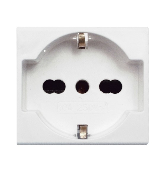 Presa Schuko Trivalente 16A 2 moduli Ave Banquise 45B90/15TS