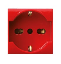 Presa Schuko Trivalente 16A 2 moduli Colore rosso per sistema 45 45B9015TSR