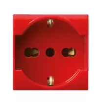 Presa Schuko Trivalente 16A 2 moduli Colore rosso per sistema 45 45B9015TSR