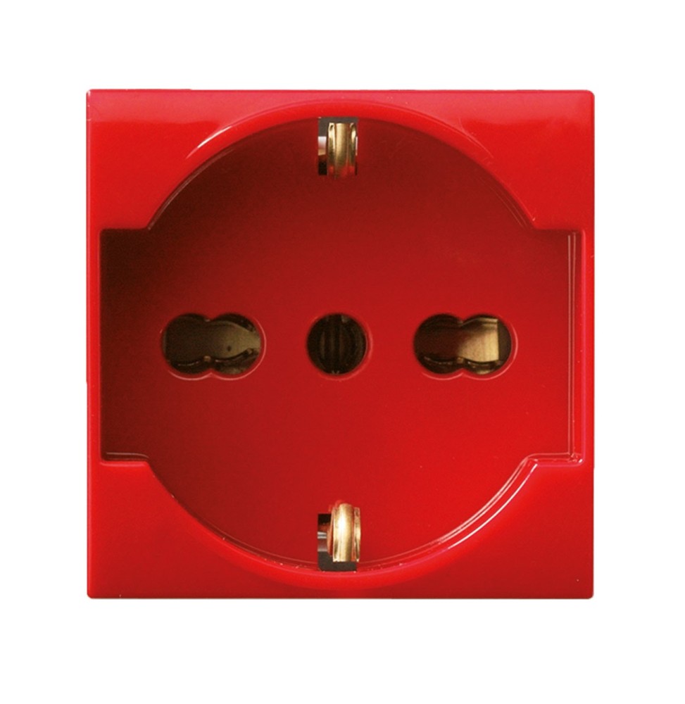 Presa Schuko Trivalente 16A 2 moduli Colore rosso per sistema 45 45B9015TSR