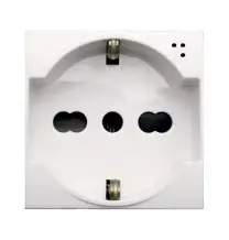 Presa Schuko Trivalente 16A illuminabile 2 moduli Ave Whitek 446090/15TS