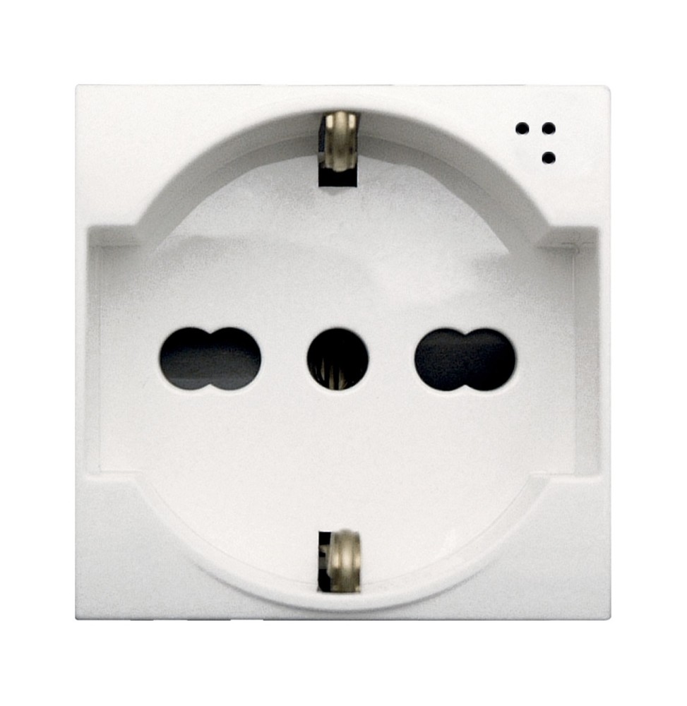 Presa Schuko Trivalente 16A illuminabile 2 moduli Ave Whitek 446090/15TS