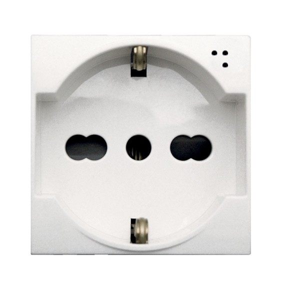 Presa Schuko Trivalente 16A illuminabile 2 moduli Ave Whitek 446090/15TS
