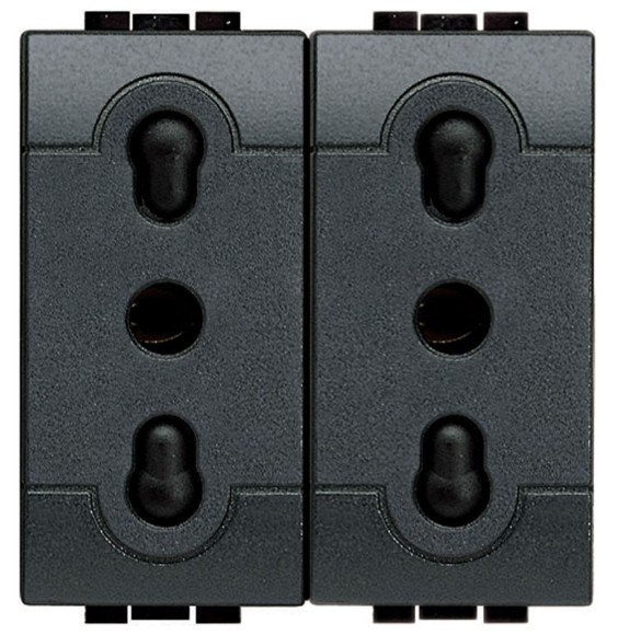 Presa Duplex Bipasso con alveoli protetti Bticino Living International L41802