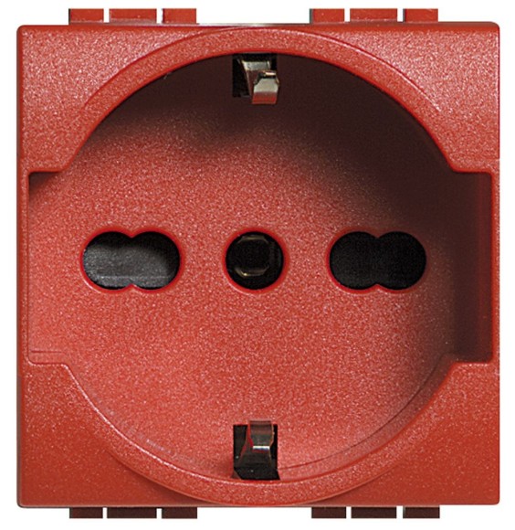 Presa Trivalente Bticino LivingLight rossa 2 Moduli L414016R