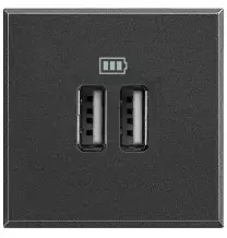 Caricatore USB per ricarica rapida con due ingressi Tipo A Bticino Axolute HS4285C2