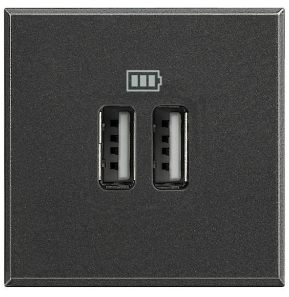 Caricatore USB per ricarica rapida con due ingressi Tipo A Bticino Axolute HS4285C2