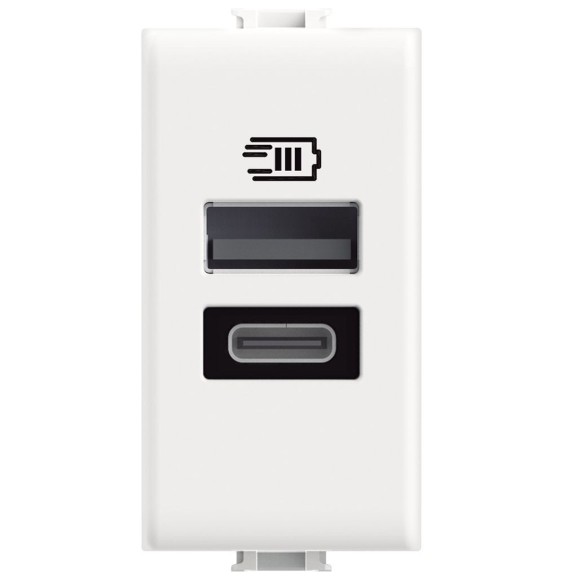 Caricatore USB con due porte Tipo A+C Matix BTICINO AM4191AC