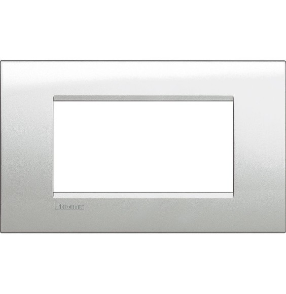 Placca 4 Posti LivingLight Bticino Argento Lunare LNA4804GL