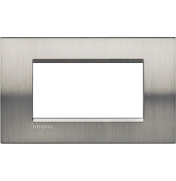 Placca 4 Posti LivingLight Bticino Acciaio Spazzolato LNA4804ACS