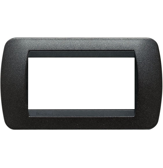 Placca Bticino Living International 4 Posti Grafite nero in metallo L4804GFN