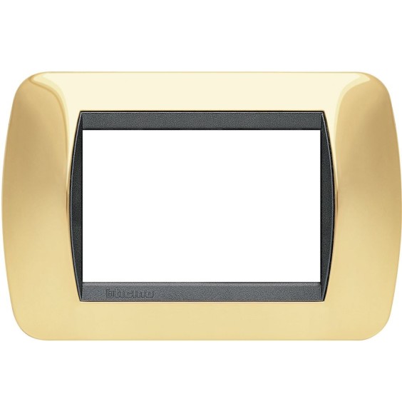 Placca Bticino Living International 3 Posti Oro Vero L4803OR