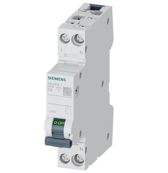 Interruttore Magnetotermico 25A 6kA 1P+N Siemens 5SL60257
