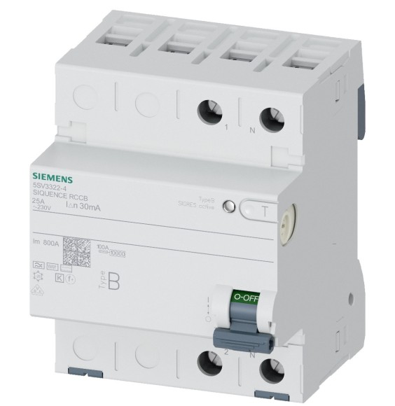 Differenziale Bipolare Puro con breve ritardo 25A Tipo B Siemens 5SV33224