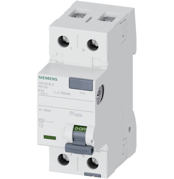 Differenziale Bipolare Puro 63A 0,03 Tipo AC Siemens 5SV43160
