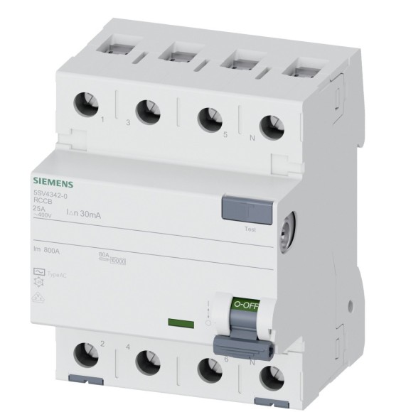 Differenziale Quadripolare Puro 0,03 25A Tipo AC Siemens 5SV43420