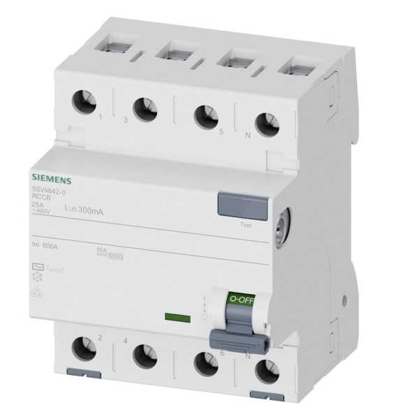 Differenziale Quadripolare Puro 0,3 40A Tipo AC Siemens 5SV46440