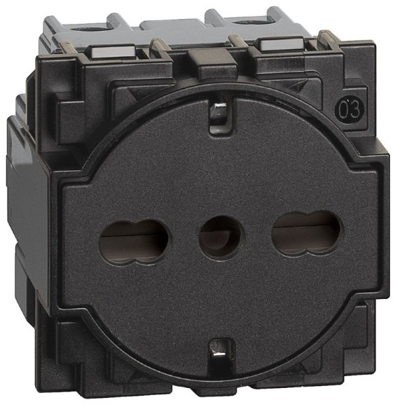 Presa elettrica Living Now Trivalente Flat 16A colore nero Bticino KG4140A16F